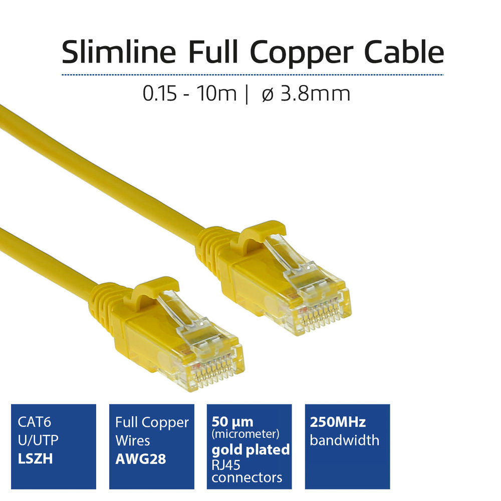 Patchkabel Slimline UTP Cat6 LSZH 15cm gul - Bild 3