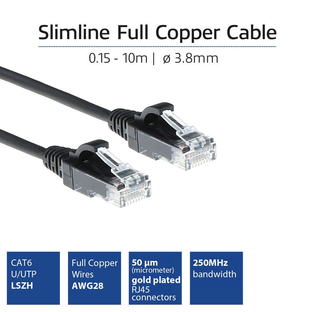Patchkabel Slimline UTP Cat6 LSZH 1,5m svart - Bild 2