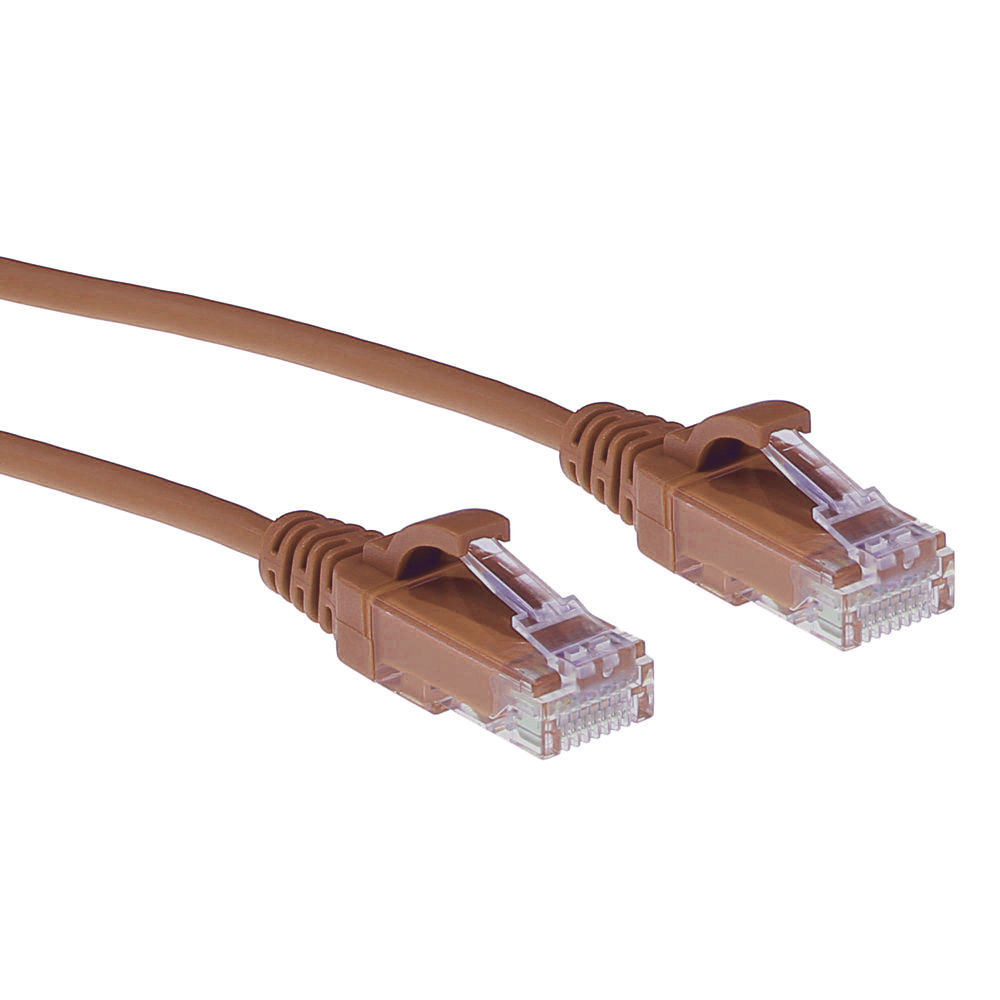 Patchkabel Slimline UTP Cat6 LSZH 50cm brun