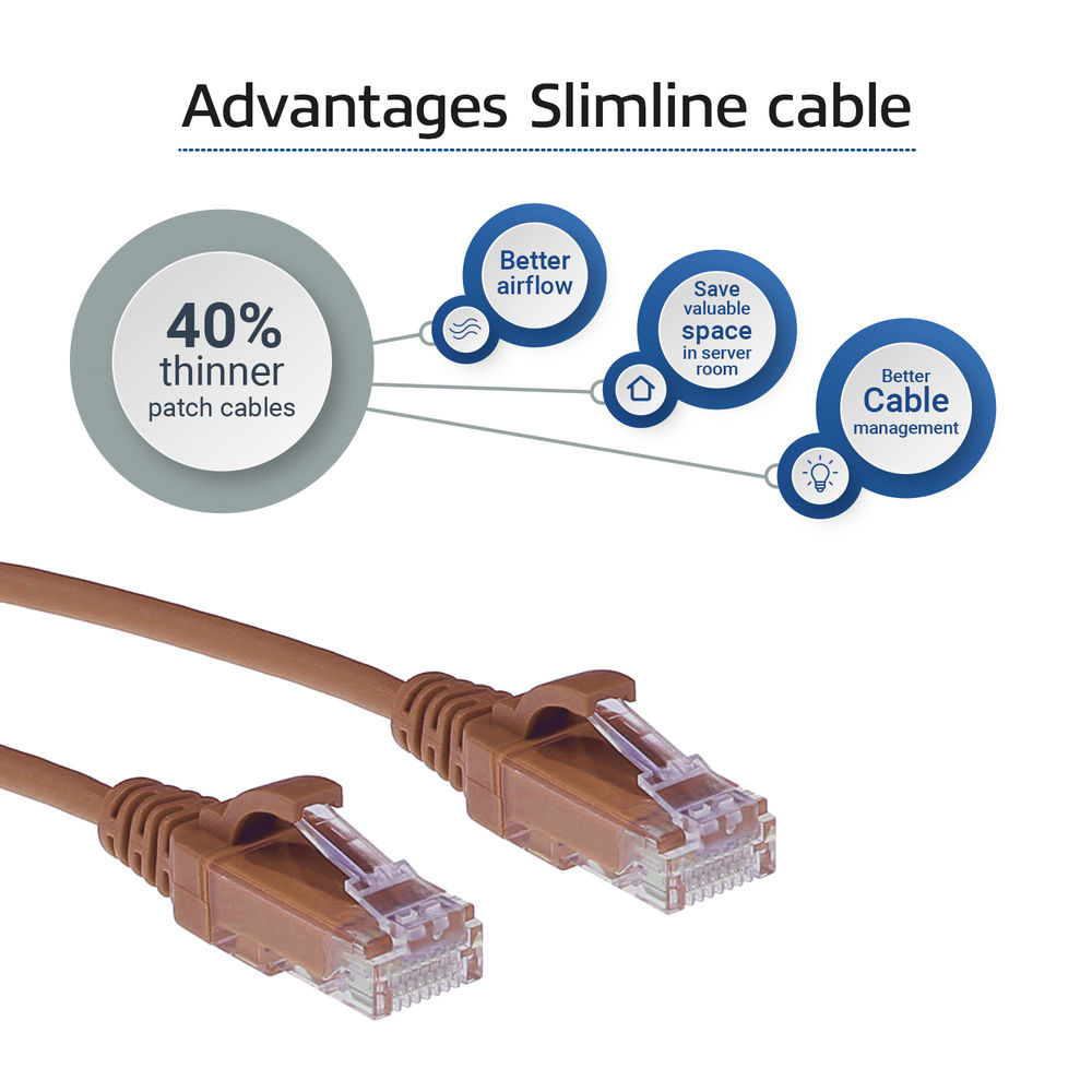 Patchkabel Slimline UTP Cat6 LSZH 50cm brun - Bild 4