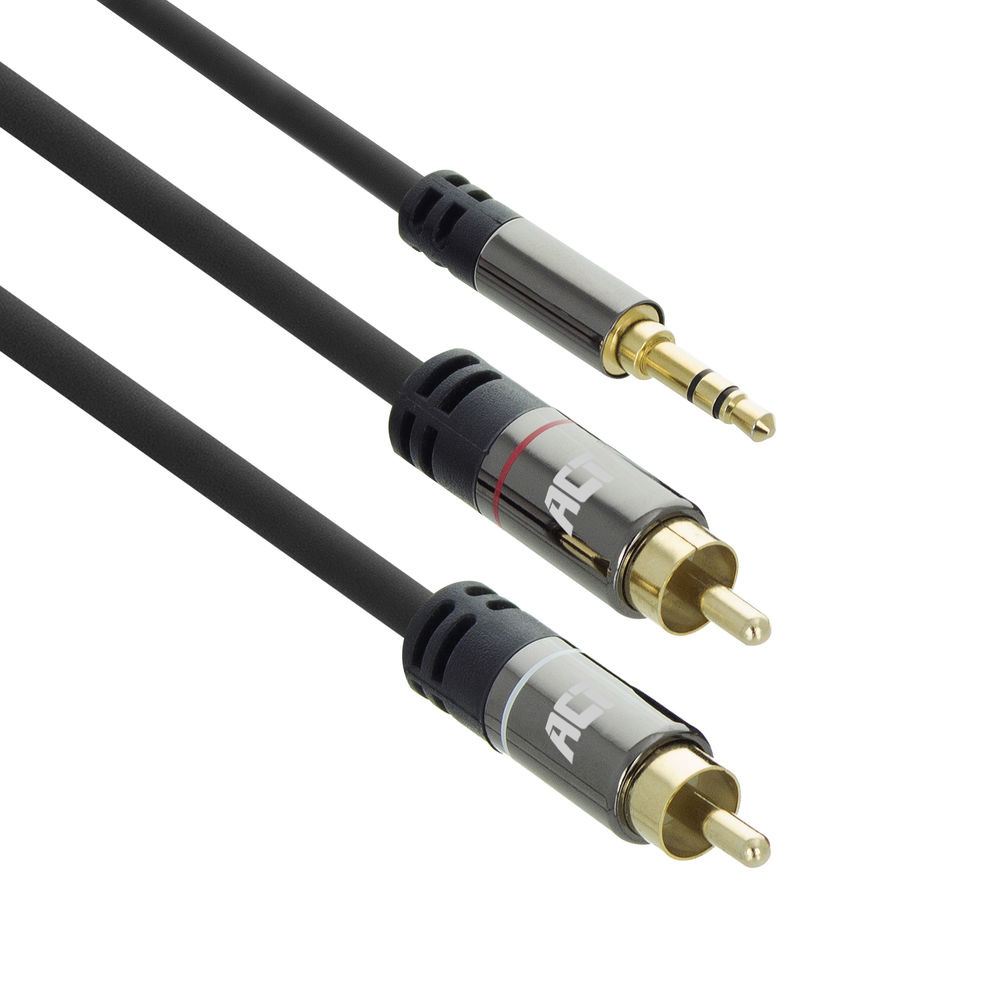 Audiokabel HQ 3,5mm hane - 2 x RCA hane, 5,0m